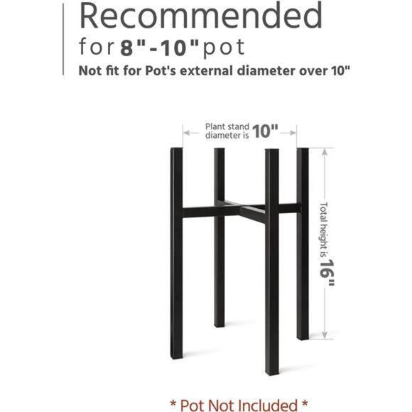 Plant Stand - EXCLUDING Plant Pot, Mid Century Modern Tall Metal Stand Indoor - Picture 5 of 7